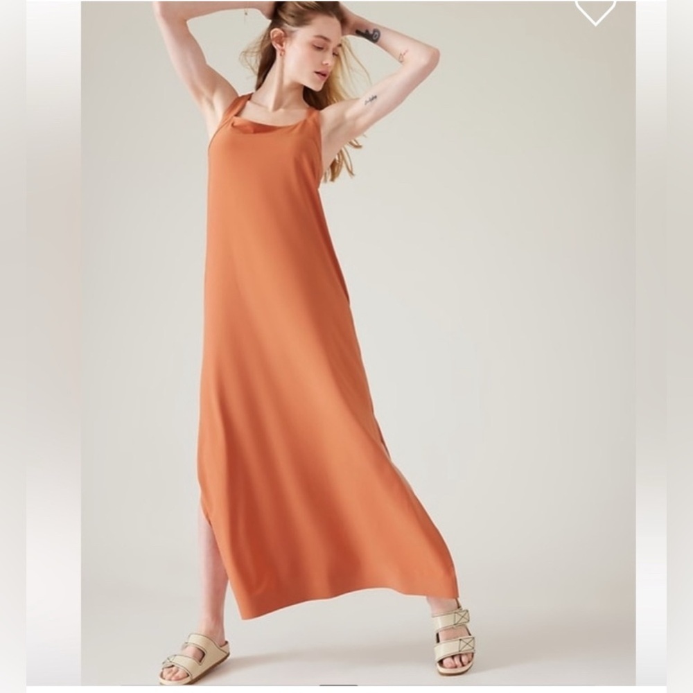 Athleta Arrival Featherweight Sun Protection Maxi Dress Sunbaked Clay S